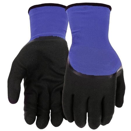 WEST CHESTER Dipped Gloves, Men's, M, Elastic Knit Wrist Cuff, Nitrile Coating, Polyester Glove, BlackBlue 93056/M
